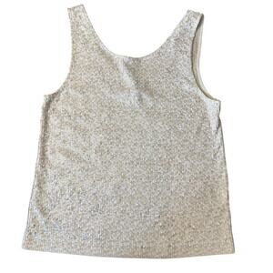 J. Crew Champagne/Cream Sequined Tank Top Women's Medium